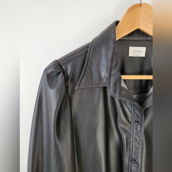 Aritzia Wilfred Mila Vegan Leather Blouse-Black - Picture 4 of 10